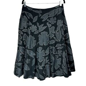 MaxMara Weekend Floral Patchwork A-Line Skirt Sz 8 Cotton Floral Pleated